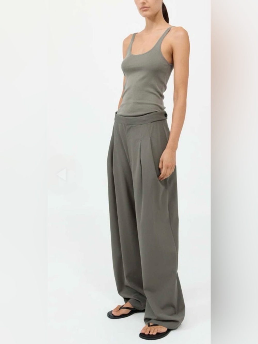 St. Agni Wide-Leg Adjustable Trousers — Olive